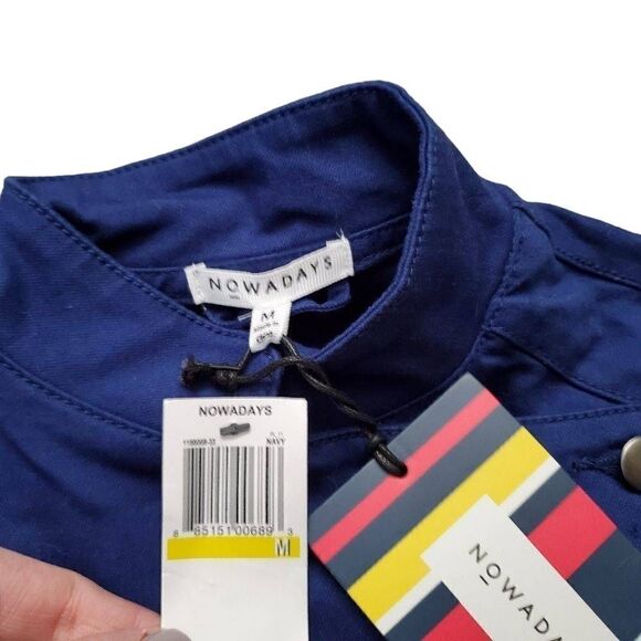 Nowadays Girls Size Medium Navy Blue Military Style Peplum Canvas Coat - Picture 5 of 5